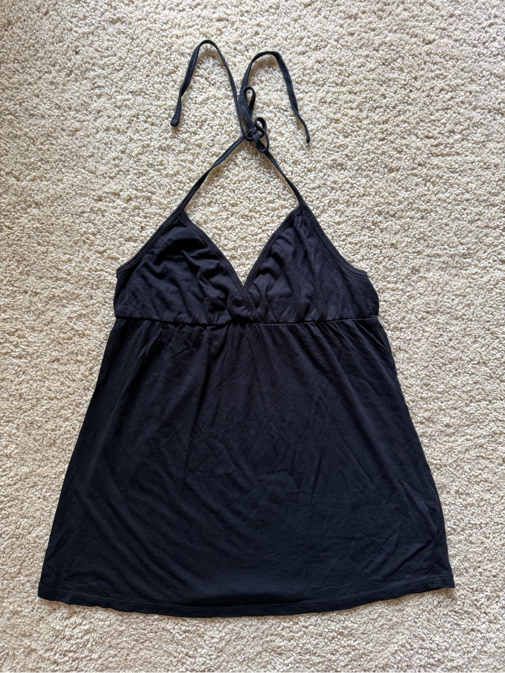 GAP Black Halter Tank Top Size M Cotton Modal Blend V-Neck Empire Waist Cami